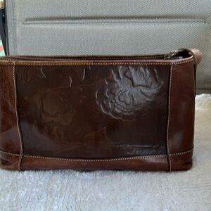 CRISTIAN Brown Italian Leather Crossbody Shoulder Bag Purse Zip Close Adj. Strap